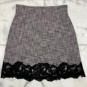 Rebecca Taylor size 2 tweed and lace fitted skirt